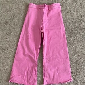 Zara Cropped Pink Wide-Leg Jeans